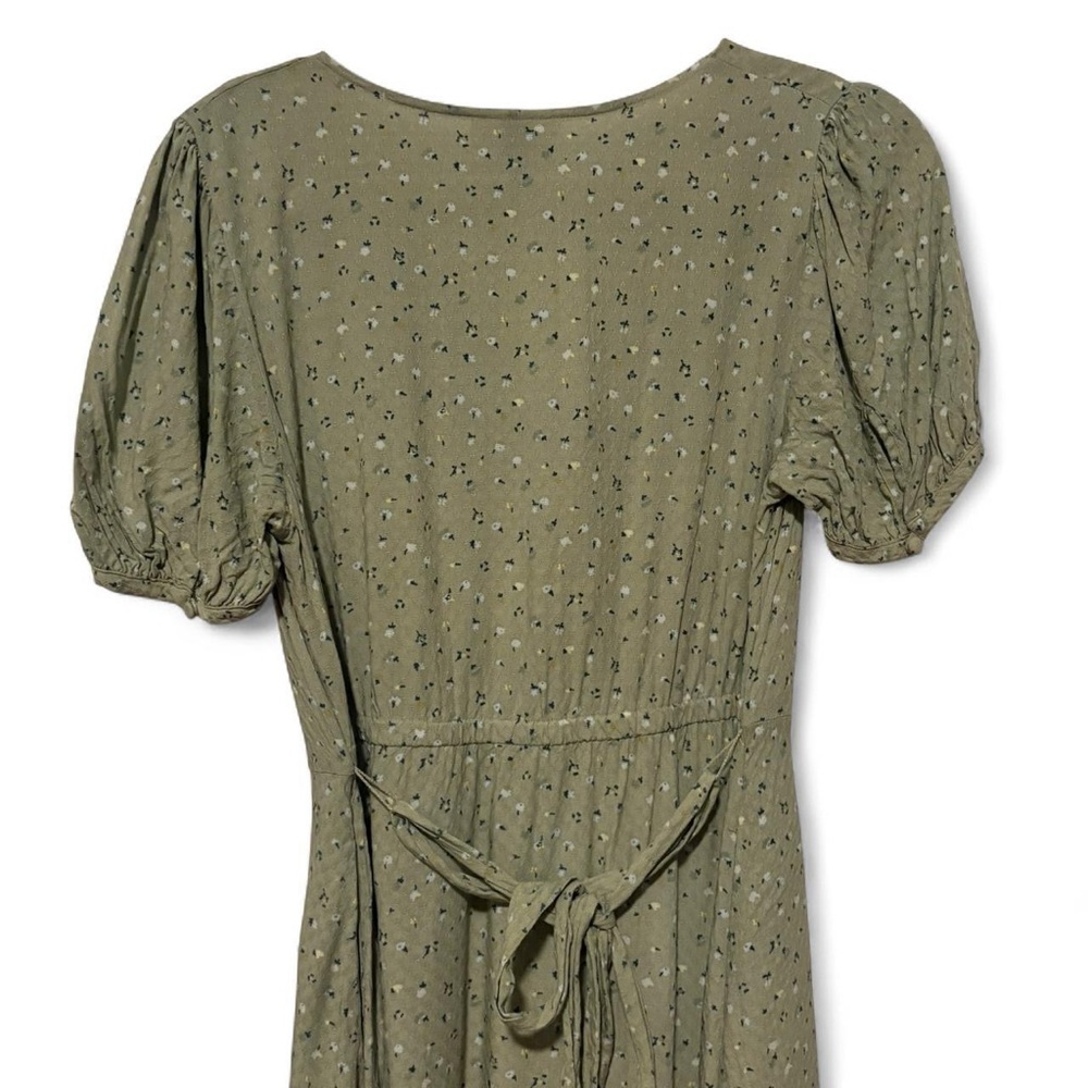 Granola girl green floral button up dress that ties at waist women’s xs - Picture 5 of 6